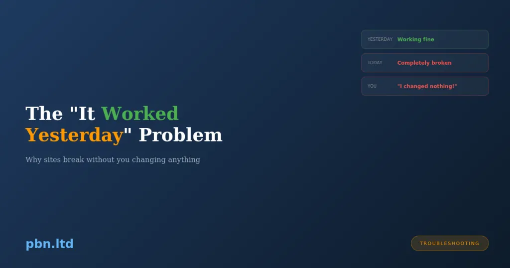 The It Worked Yesterday Problem Why Sites Break Without Warning