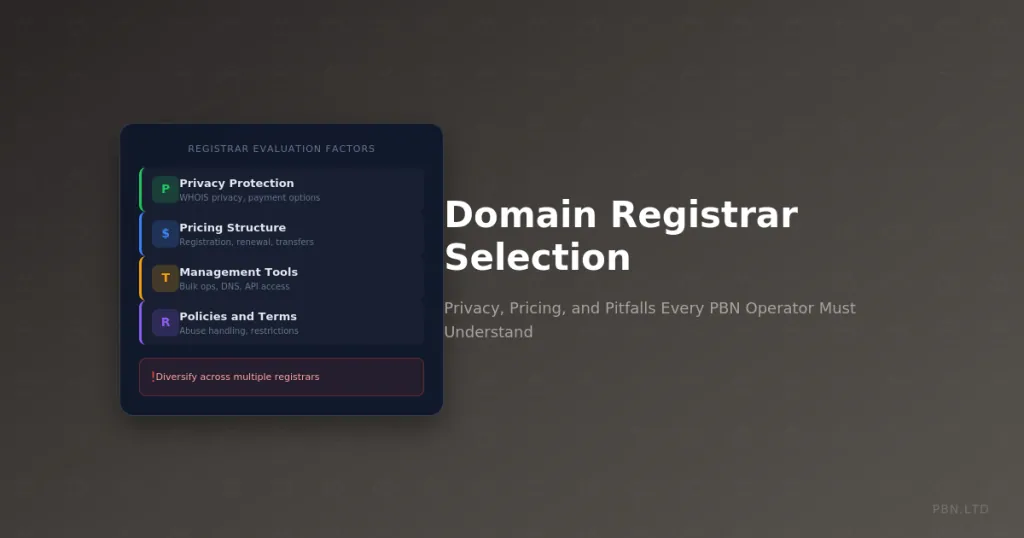 Domain Registrar Selection for PBN Operations: Privacy, Pricing, and Pitfalls