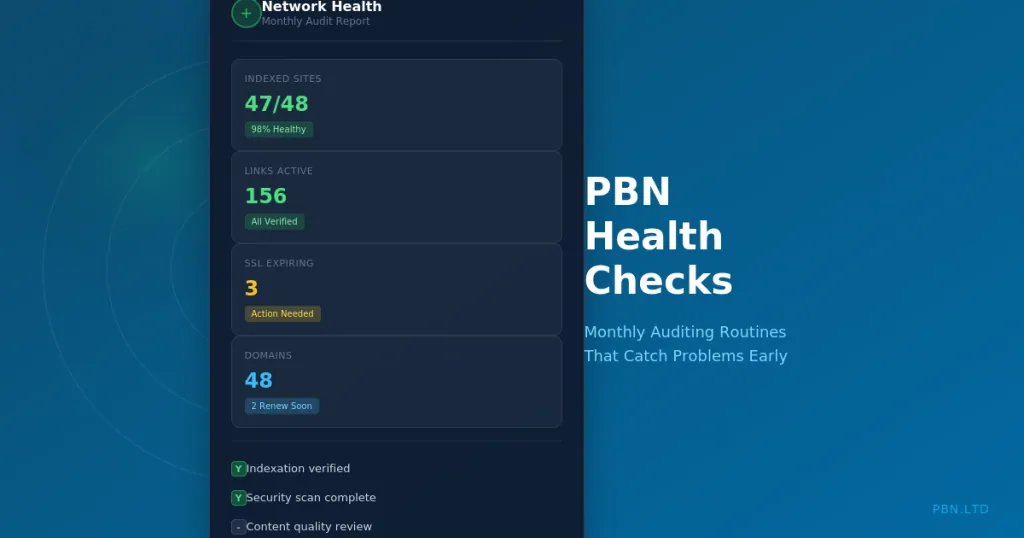 PBN Health Checks: Monthly Auditing Routines That Catch Problems Early