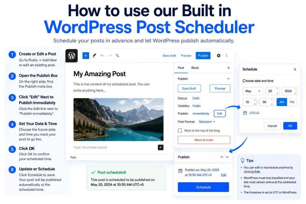 How to use our Built in WordPress post scheduler