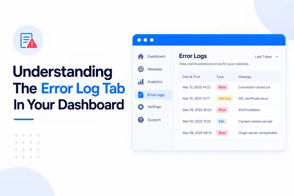 Understanding The Error Log Tab In Your Dashboard