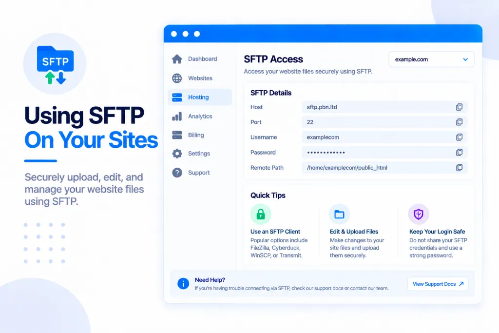 Using SFTP On Your Sites